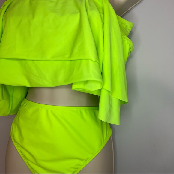 Tempt me women two piece neon green bikini swimsuit - Picture 2 of 7